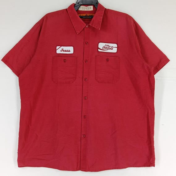 Vintage 90's Coca Cola Uniform Worker Red Shirt Xxlarge Coca Cola