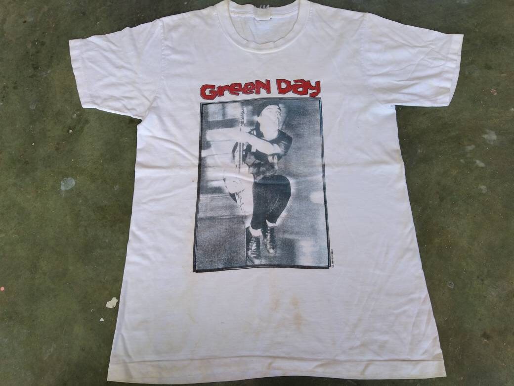 Vintage 90's Green Day Band Rock Punk White Small T Shirt Punk