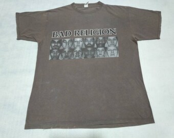 Vintage 1990 Bad Religion American Punk Rock Band Brown Xlarge T