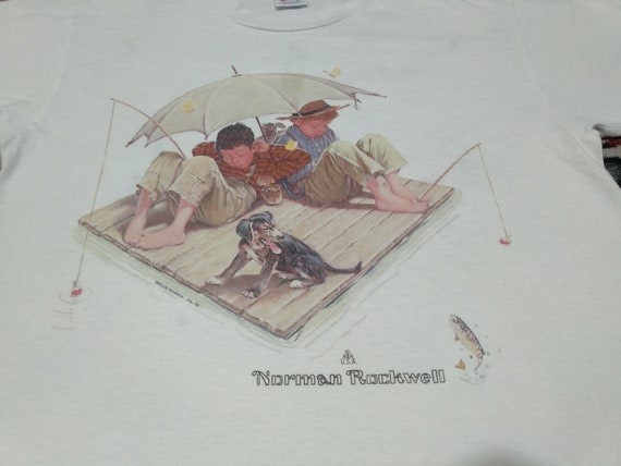 Vintage 90's Art Norman Rockwell White Medium T Shirt Norman