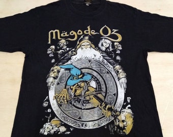 Vintage 90's Mago De Oz Spanish Folk Metal Band Black Large T