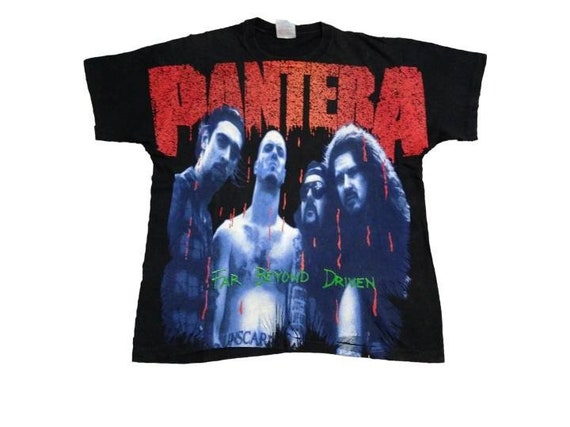 Vintage PANTERA 90's American Band Heavy Metal Black Large T Shirt