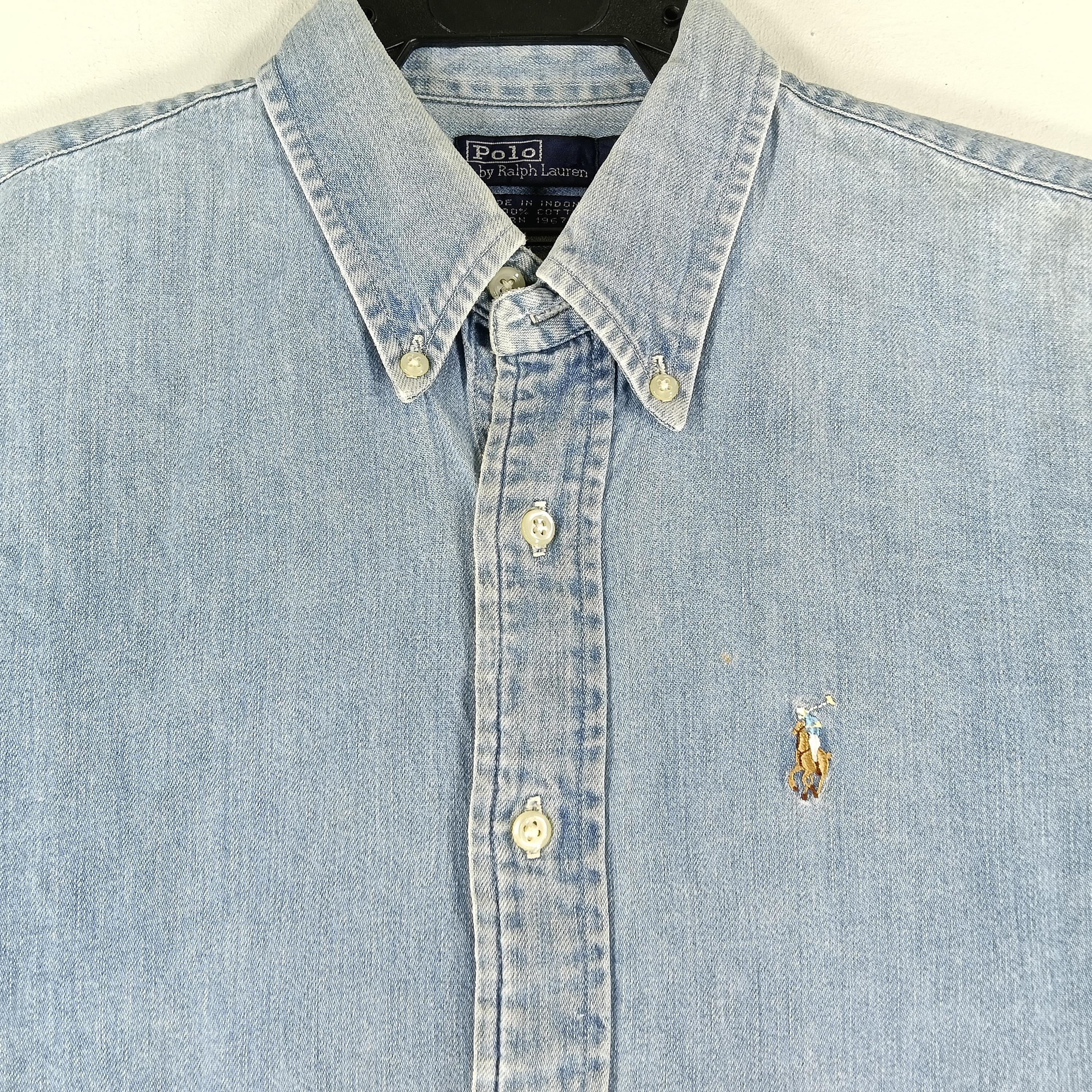 Vintage Polo Ralph Lauren Jeans Shirt Large 90s Polo Pony Blue