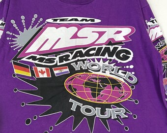 Vintage 90's Motorsport Ms Racing Purple MSR Tour Large T Shirt