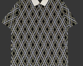 Vintage  Checkered Diamond Polo Shirt Medium 90s Checkered Shirt Multicolor Polos  Shirt Size M