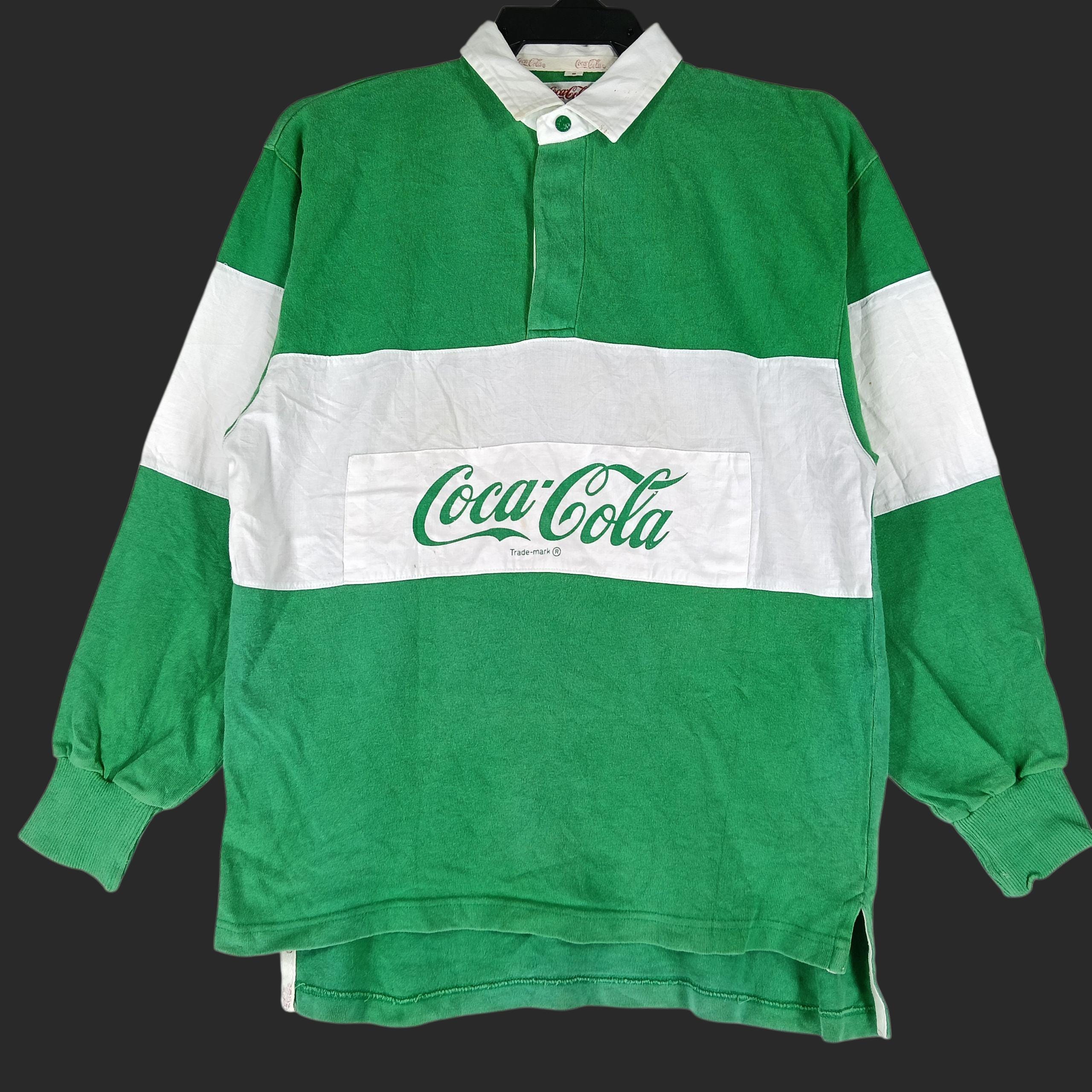 90s Coca-Cola 長袖ラガーシャツ グリーン Vintage 90's Coca Cola Carbonate Drink Water Green Color Block