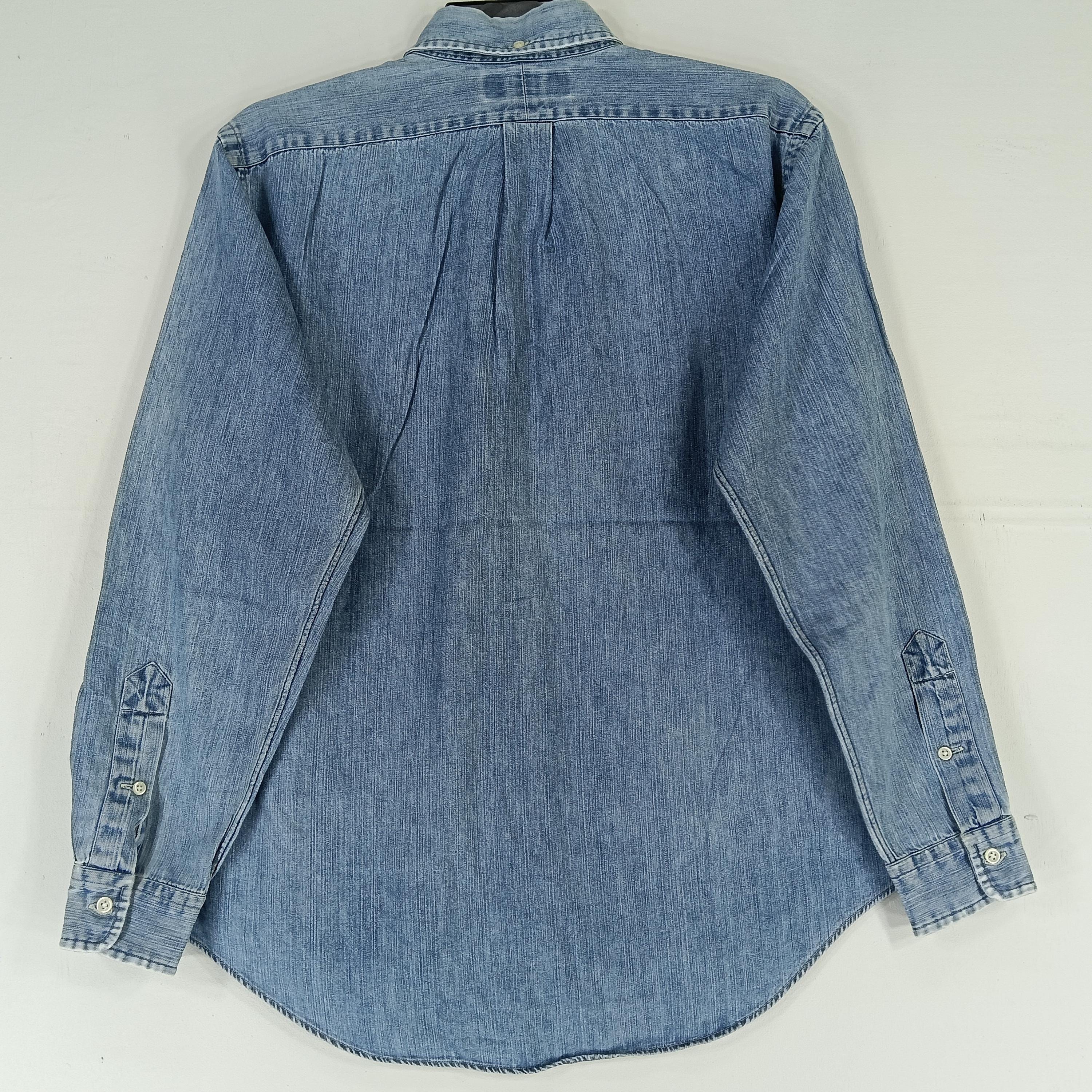 Vintage Polo Ralph Lauren Jeans Shirt Large 90s Polo Pony Blue