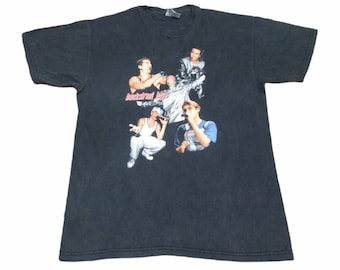 Vintage 90's Backstreet Boys American Vocal Group Band Boy Xlarge Youth Black T Shirt Genre Pop Dance R&B Teen Pop Shirts Tees Size XL
