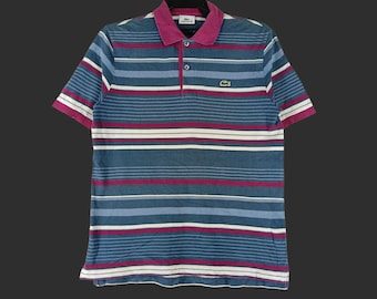 Vintage Chemise Lacoste Stripe Multicolor Polo Small Shirt Lacoste Casual Polo Shirt Short Sleeve Polo Shirt Size S