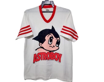 Vintage 90's Astro Boy Blanco Camiseta Grande poderoso Atom Japonés Manga Serie Aventura Ciencia Ficción Superhéroe Camisas Camisetas Astro Boy Tamaño L