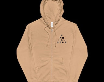 Unkillable World Unisex Fleece Zip-Up Hoodie