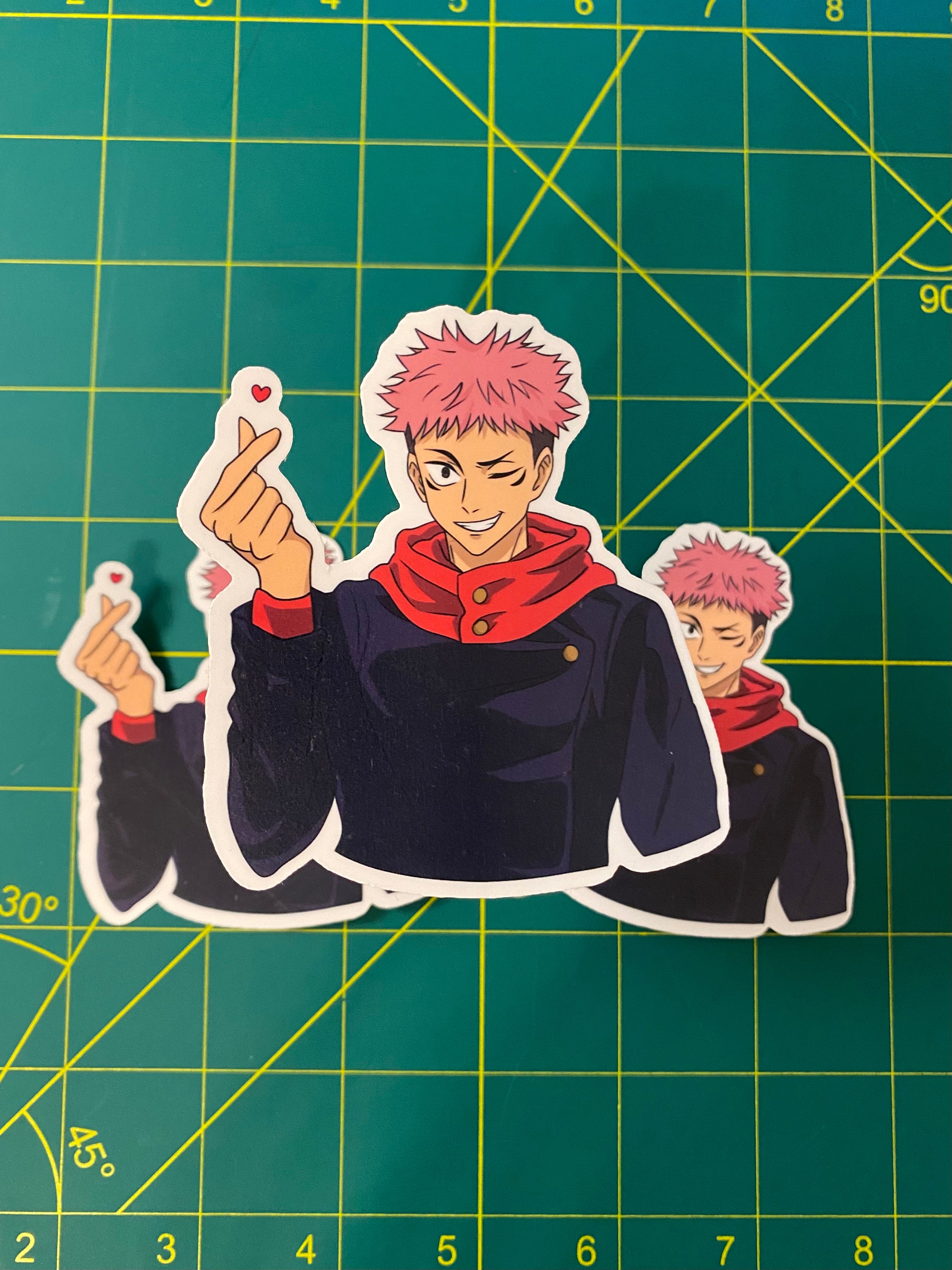 Yuji Itadori Jujutsu Kaisen Finger Heart Vinyl Sticker