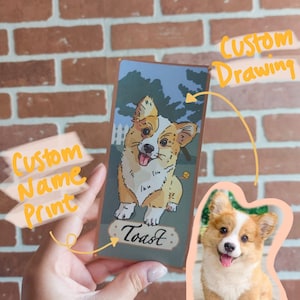 Custom Pet Bookmarks: Dog & Cat Illustration, Set of 2