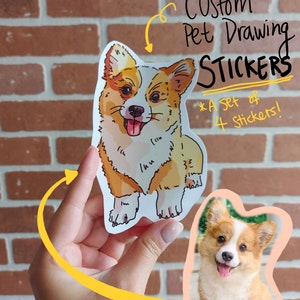 Custom Dog Cat Pet Sticker Set of 4 | Glossy Waterproof Sticker Of Your Pet | Waterproof Glossy Smudge-Proof Stickers