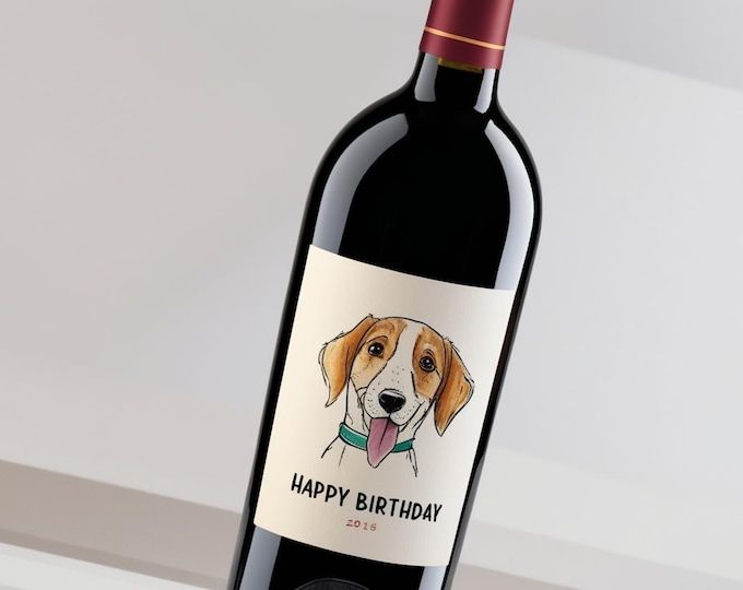 Custom Pet Wine Label Personalized Dog Cat Bottle Labels Animal Portrait Gift Wine Bottle Decoration Pet Memorial Keepsake Housewarming Gift