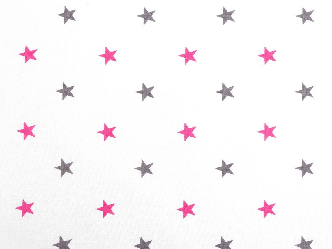 100 Cotton Fabric Stars Pink or Yellow or Blue Oeko Tex width Etsy