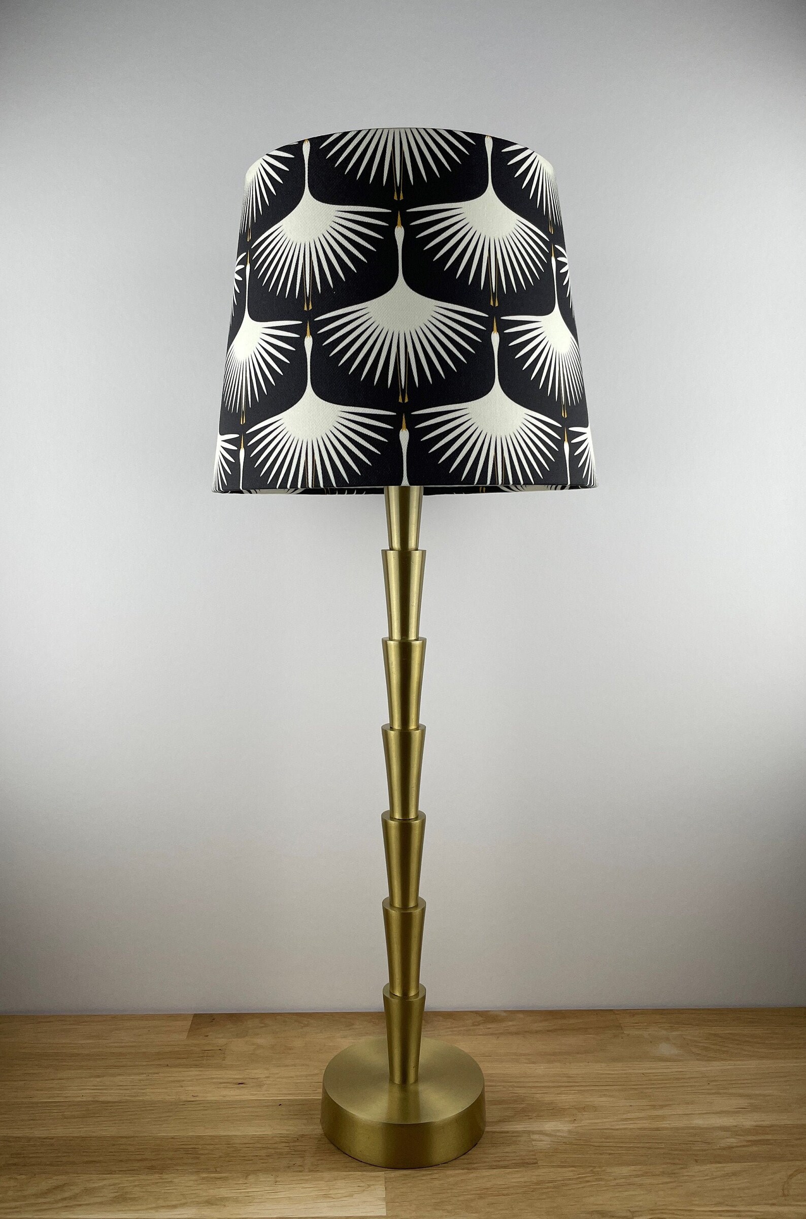 Art deco Lampshade Cream White Black Swan Bird Pattern Etsy