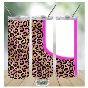 Leopard Hot Pink Open Window 20oz skinny straight tumbler DIGITAL design; png