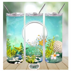Underwater Starfish Frame digital design 20oz skinny straight tumbler DIGITAL design; png