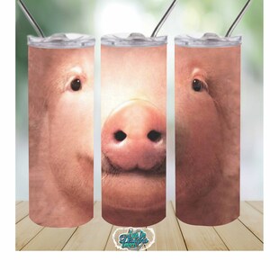 Pig Face digital design for 20oz sublimation tumbler, straight skinny tumbler; Water slide digital