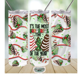 Christmas Tree Cakes 20oz skinny straight tumbler DIGITAL design; png tumbler wrap