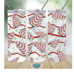 Christmas Tree Cakes 20oz skinny straight tumbler DIGITAL design; png