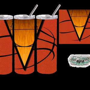 Basketball Court V design for 20oz sublimation tumbler, straight and tapered cup; Water slide digital
