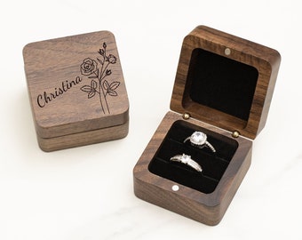 Personalisierte Holz-Ringbox für die Hochzeitszeremonie, benutzerdefinierte Ringhalter, Ringträger Kissen Alternative, Vorschlag Aufbewahrung, Geschenk zur Verlobung