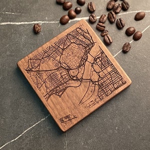 Map Coasters, Custom Map Coasters, Square Map Coasters, Gift ideas, Map gifts, Custom city coaster, Coaster set