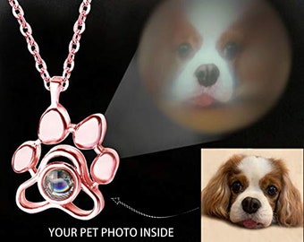 Pet Photo Necklace, Personalized Dog Necklace, Custom Cat Picture Necklace, Pet Memorial Gift,Pet Lover Gift, Necklace Photo Projector