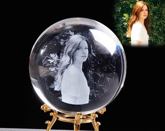 Custom 3D Photo Crystal Ball, Personalized Photo Crystal Sphere, Customized Photo Globe, Personalized Birthday, Anniversary, Wedding Gifts