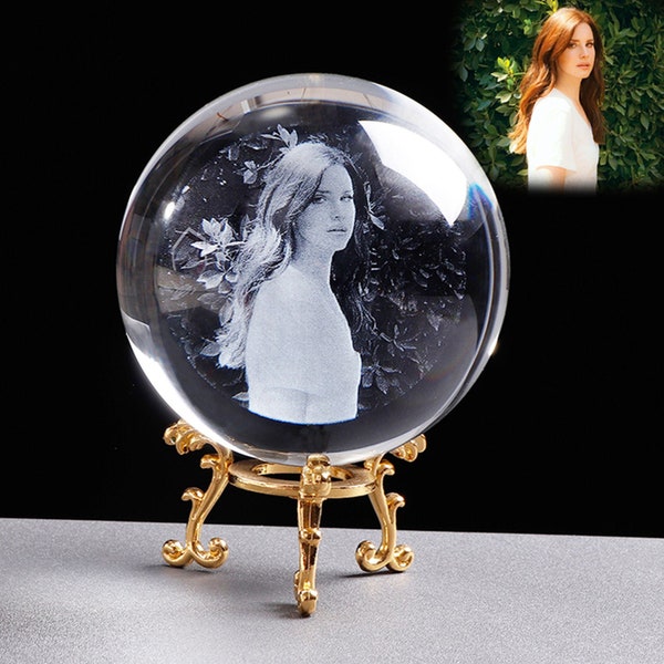Kundenspezifische 3D Foto-Kristallkugel, personalisiertes Jubiläumsgeschenk