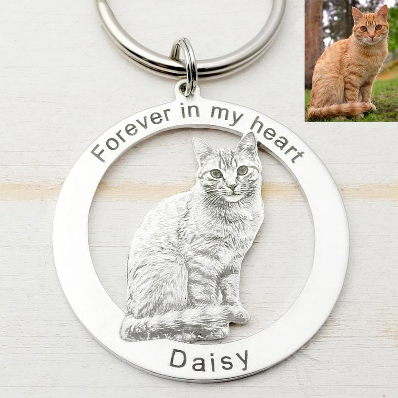 Custom Dog Tag Keychain Personalized Pet Face Keychain Pet Etsy