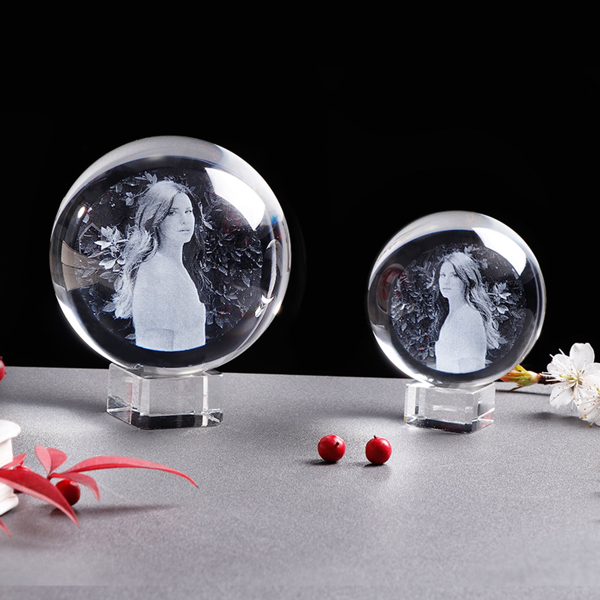 Customized 2d Pet Photo Crystal Ball Night Light Commemorative Gift F Pet