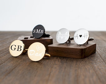 Personalized Metal Cufflinks, Custom Engraved Cuff Links Box, Groomsmen Gift