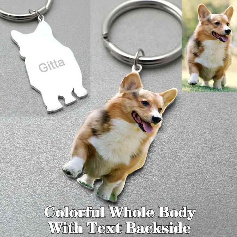 Engraved Stainless Pet Photo Keychain Custom Pet Keychain Etsy
