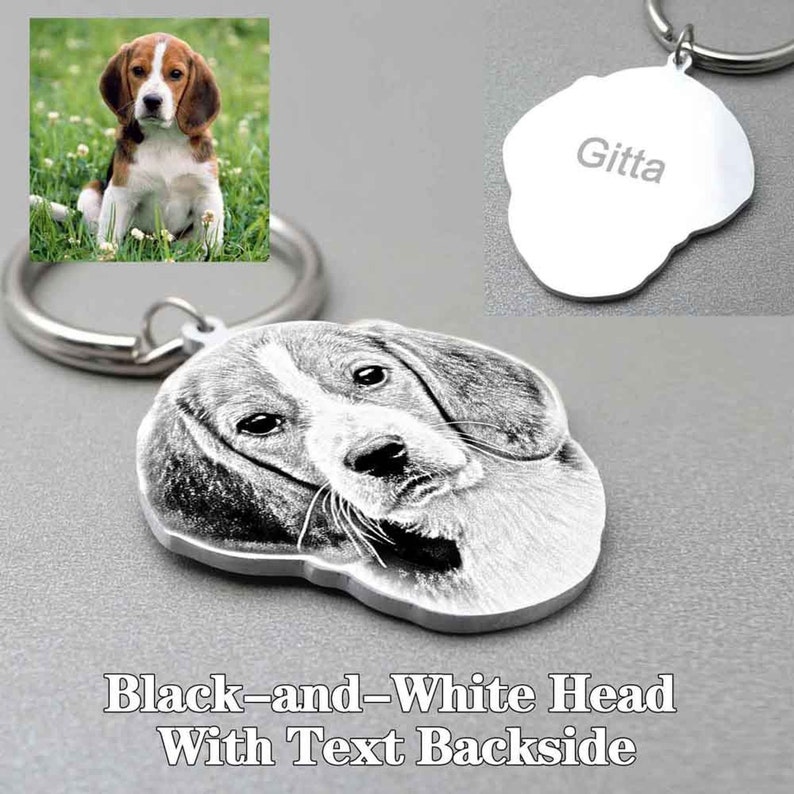 Engraved Stainless Pet Photo Keychain Custom Pet Keychain Etsy