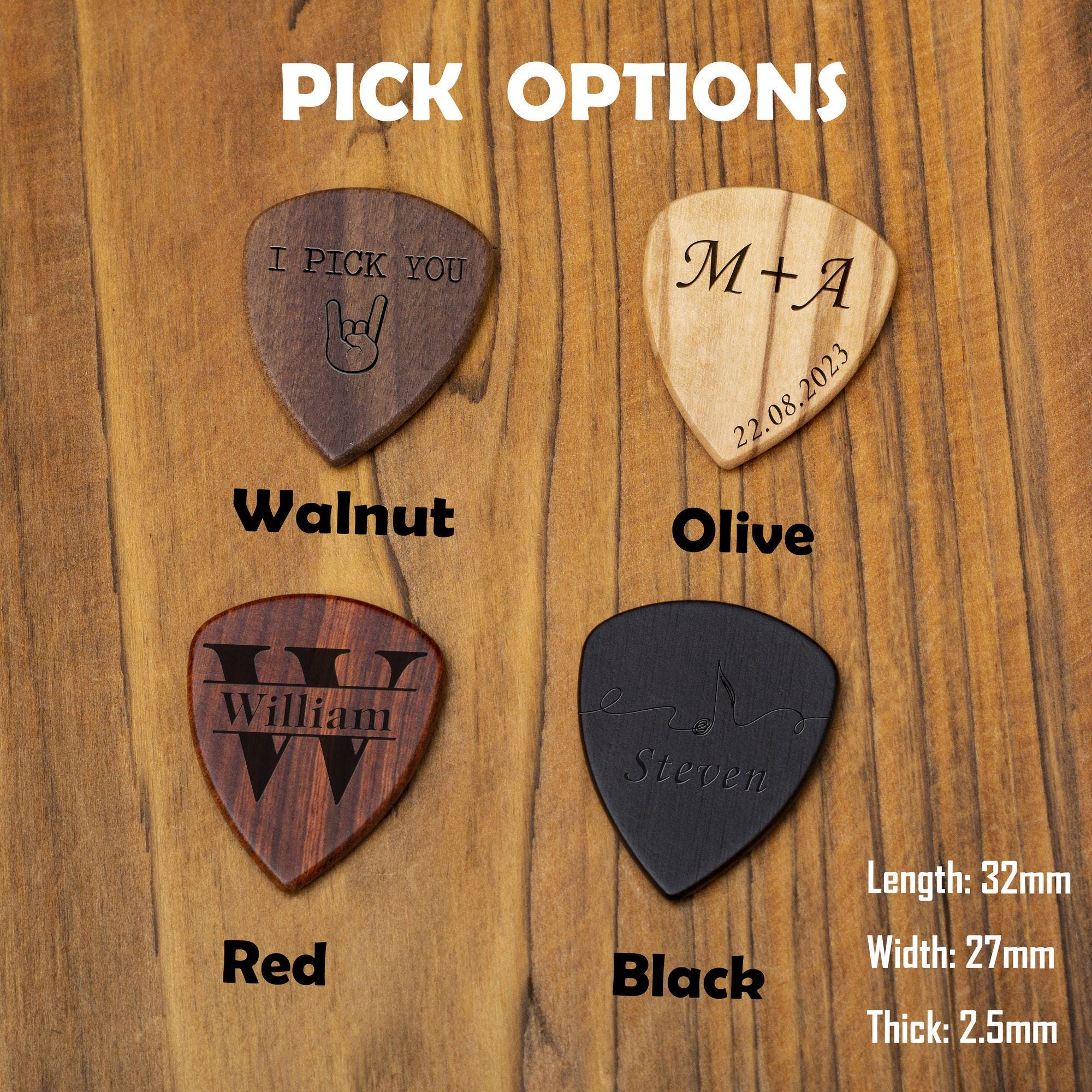 Boîte Personnalisée De Médiator Pour Guitare En Noyer : Fermeture Magnétique, Cadeau Pour Musicien - France