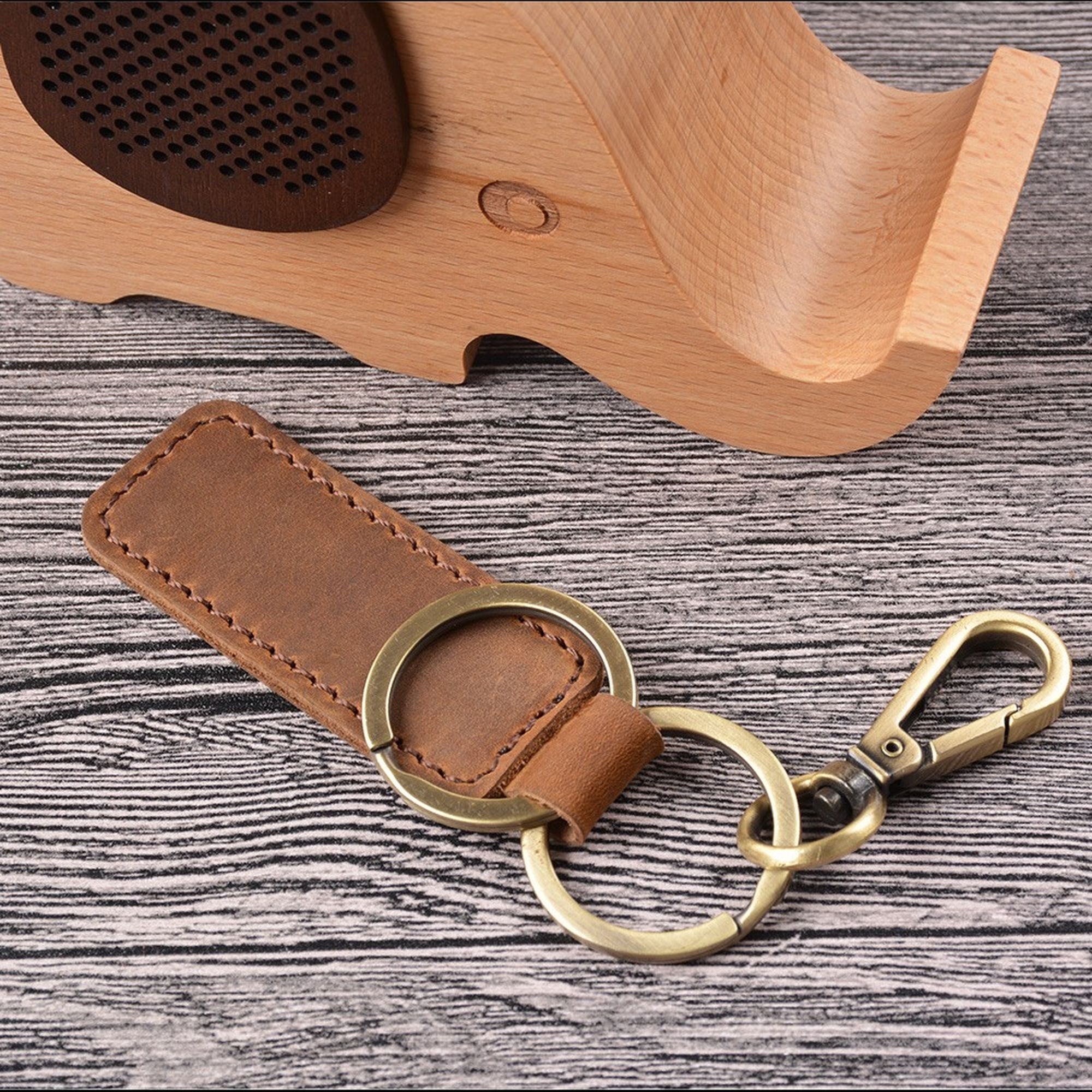 Custom Genuine Leather Keychain Engraved Keychain | Etsy