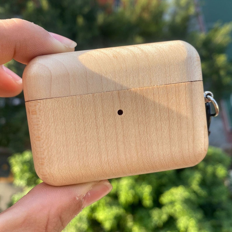Custom wooden Airpods Case, Personalized Airpods 1 2 Pro Cover, Engraved wood AirPod Case with Keychain, Valentines Gift, School Season Gift image 7