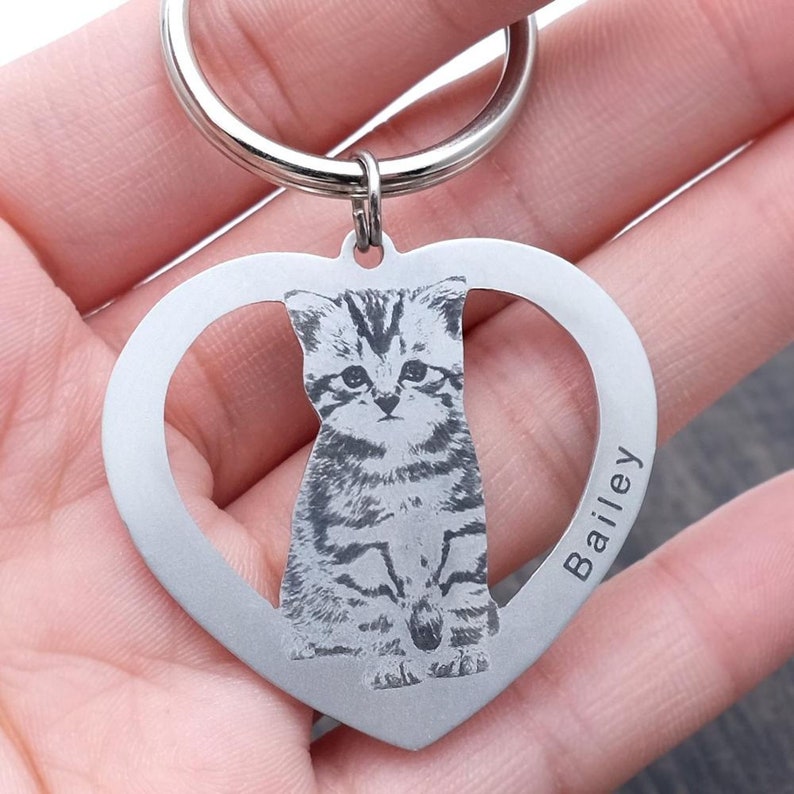 Custom Dog Tag Keychain Personalized Pet Face Keychain Pet Etsy
