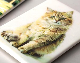 Personalized ceramic refrigerator magnets, custom oil painting style photo fridge magnet