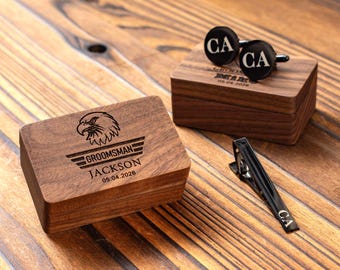 Personalized Groomsmen Cufflinks, Custom Tie Clip Set, Groomsman Proposal Gifts