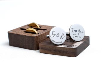 Custom Men Cufflinks Box, Engraved Cuff links Case, Personalized Wedding Gift
