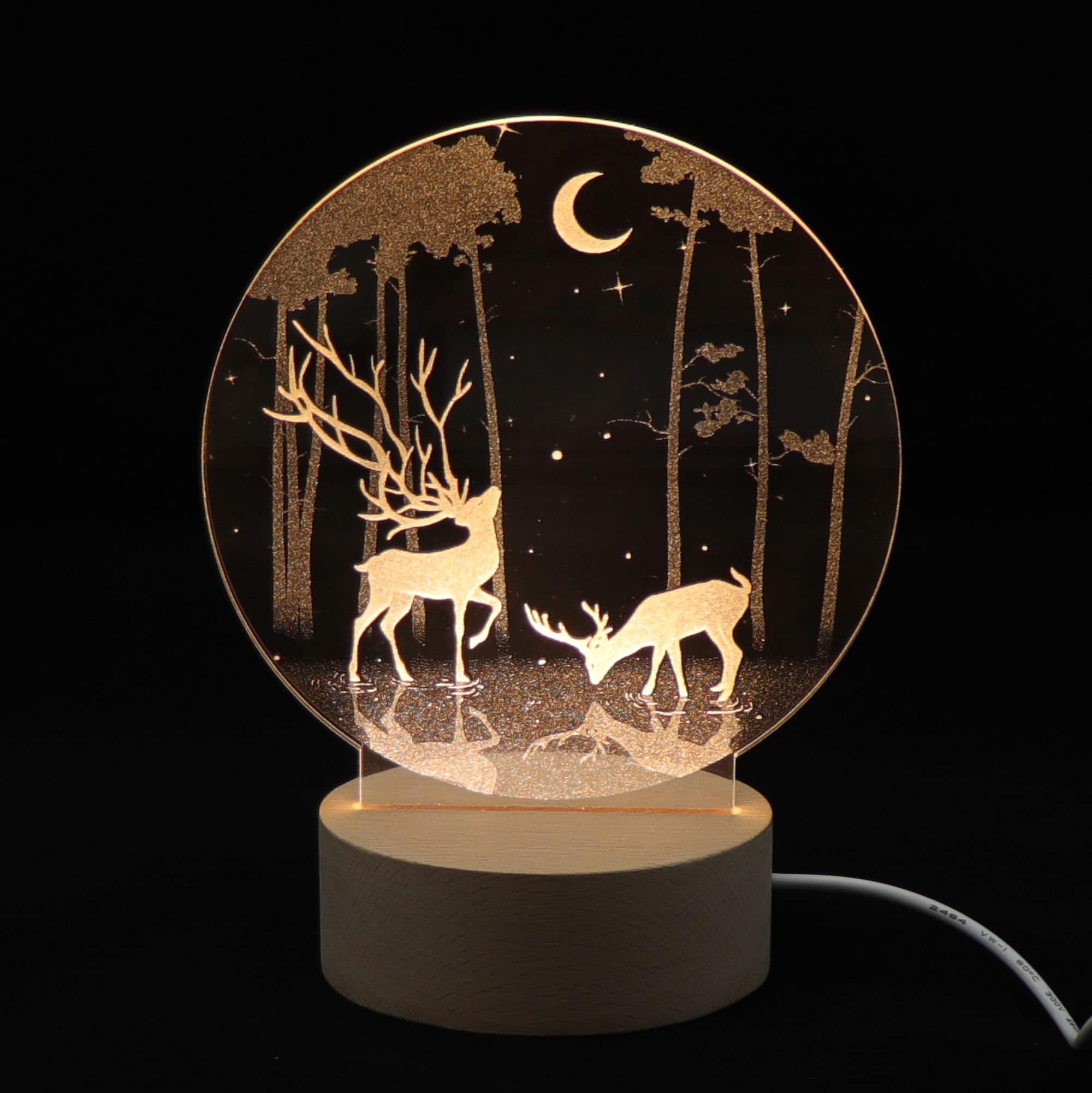 Geschenkelampe Lampe décorative pour les amoureux des animaux avec gravure  personnalisée dauphin, cheval, éléphant, cerf
