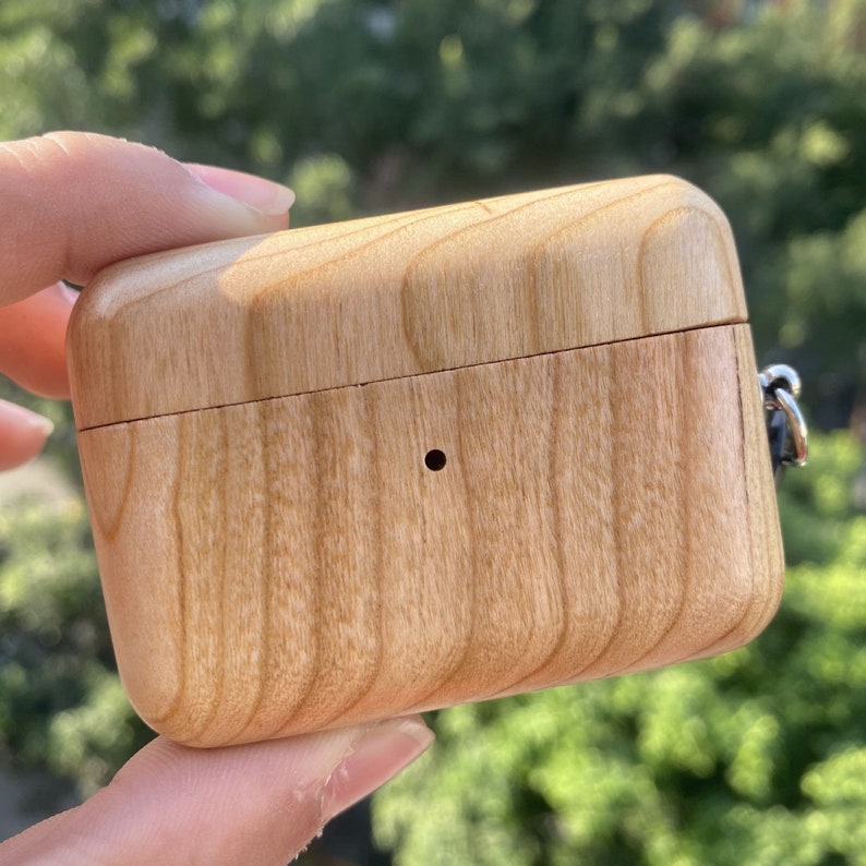 Custom wooden Airpods Case, Personalized Airpods 1 2 Pro Cover, Engraved wood AirPod Case with Keychain, Valentines Gift, School Season Gift image 4