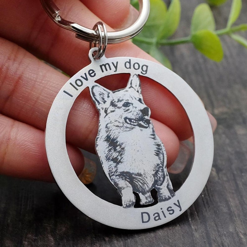 Custom Dog Tag Keychain Personalized Pet Face Keychain Pet Etsy