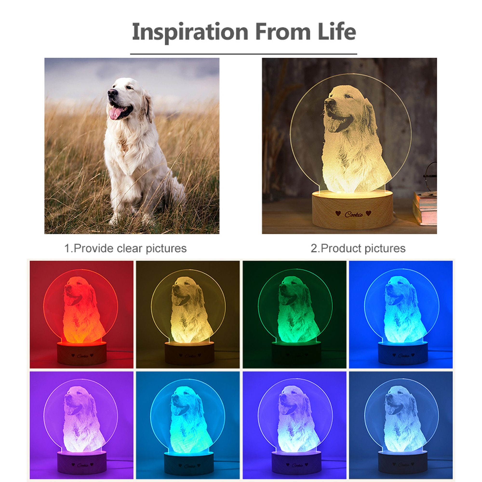 Luz de noche de retrato de perro mascota personalizada, lámpara de luz de  noche de gato de perro, regalo de amante de mascotas de mamá, regalo  conmemorativo de mascotas, Obtenercollarconnombre