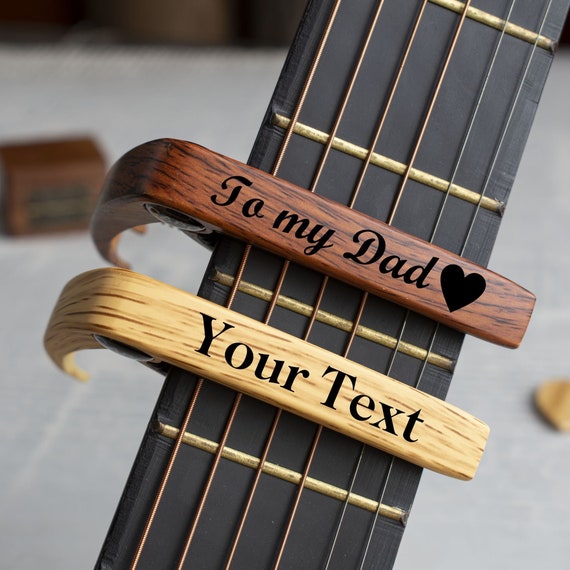 Personalized Wood Grain Guitar Capo Custom Message Engraved Etsy