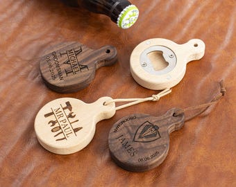 Personalized Wooden Bottle Opener, Custom Groomsmen Gift, Wedding Favors for Guests
